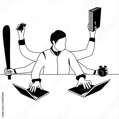 overworked person illustration vector design