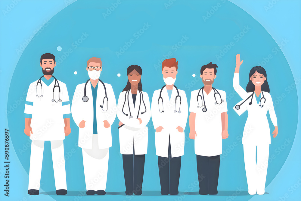 Illustration of doctors on a white background, Generative AI Illustration of doctors on a white background, Generative AI