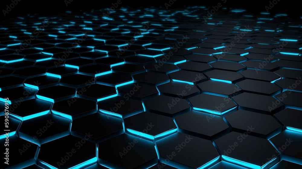 Fototapeta premium Glowing hexagon background - technology background