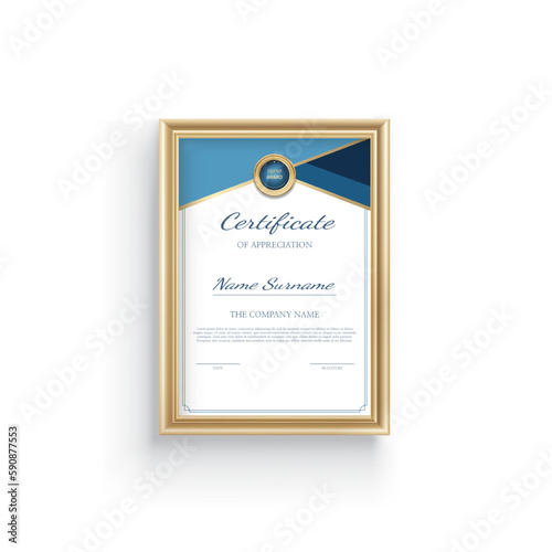 Certificate of completion design. Certificate of achievement, education, award, scholarship, bachelor degree, diploma