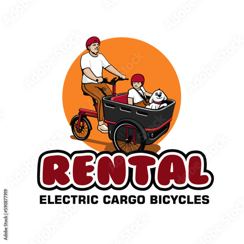 cargo bike illustration vector