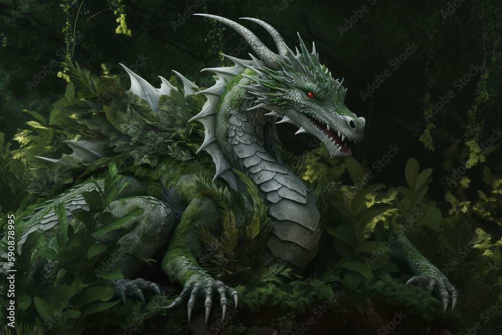 Green dragon magic. Generate Ai