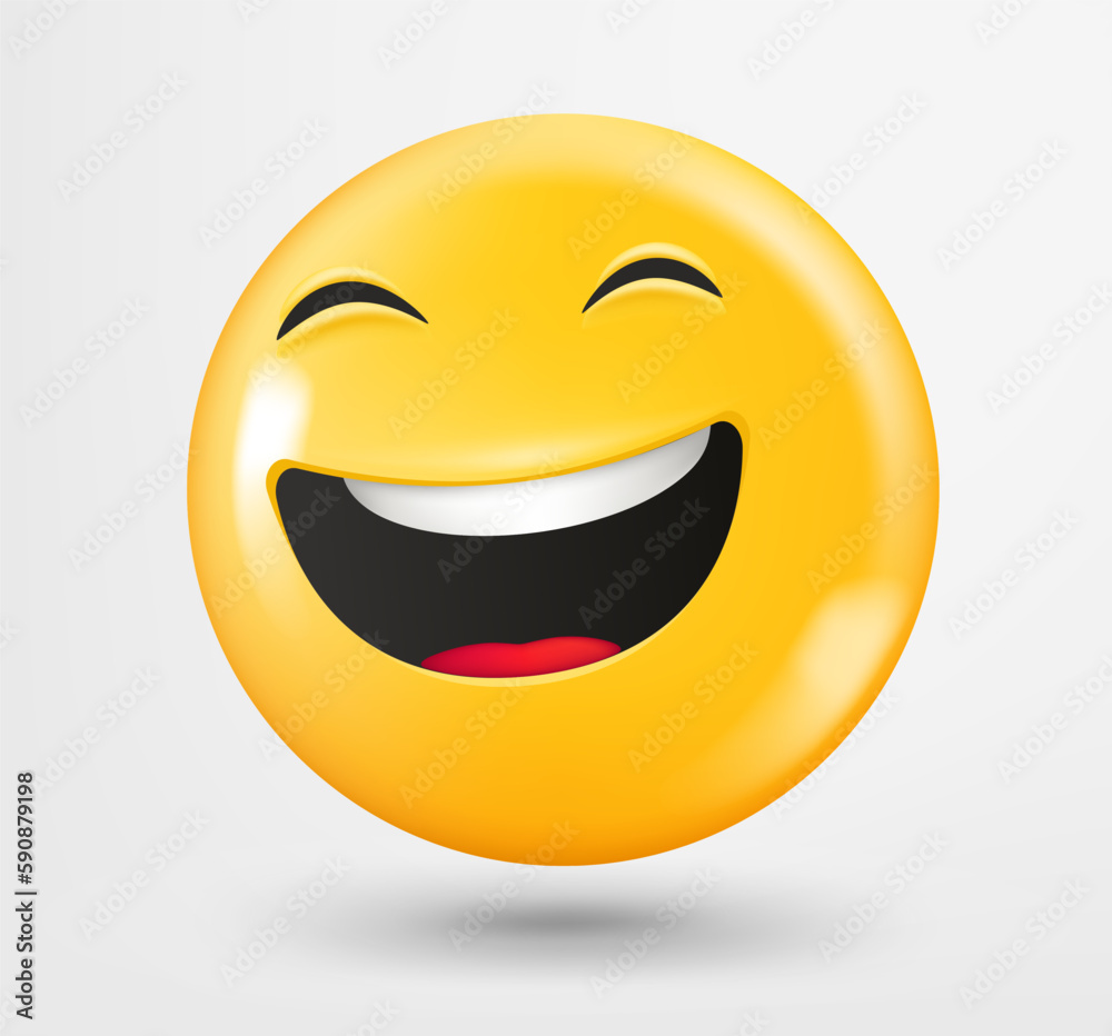 Fototapeta premium Smiling emoji 3d vector. Emoticon isolated on white background