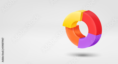 Business chart concept. 3d vector banner with copy space