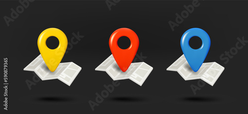 Bilde på lerret Color navigation pins icons collection