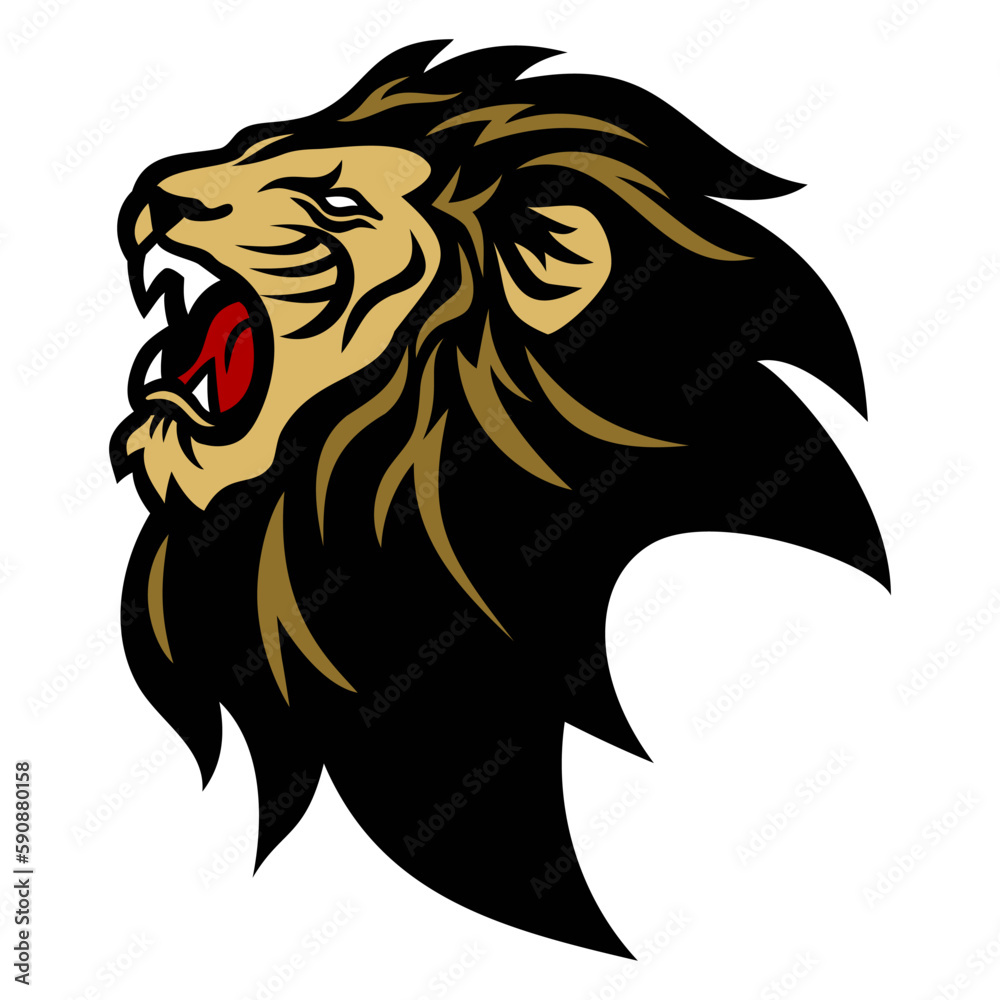 Lion Head Roar Logo Design Vector Sports Mascot Template