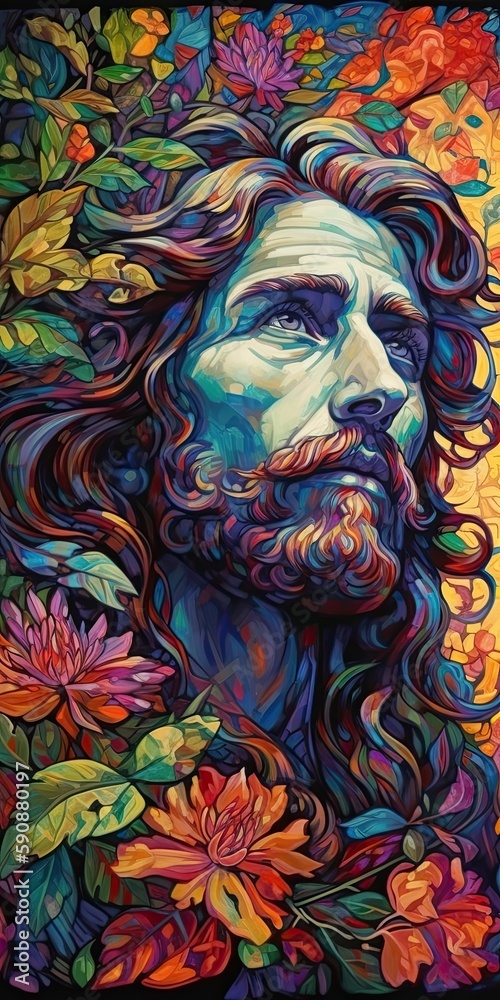 Conceptual representation of jesus and god. Generative AI Conceptual representation of jesus and god. Generative AI