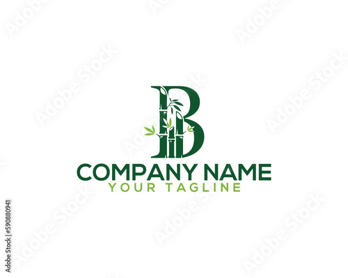 Abstract letter B  bamboo tree logo design. Unique bamboo tree natural vector illustration.