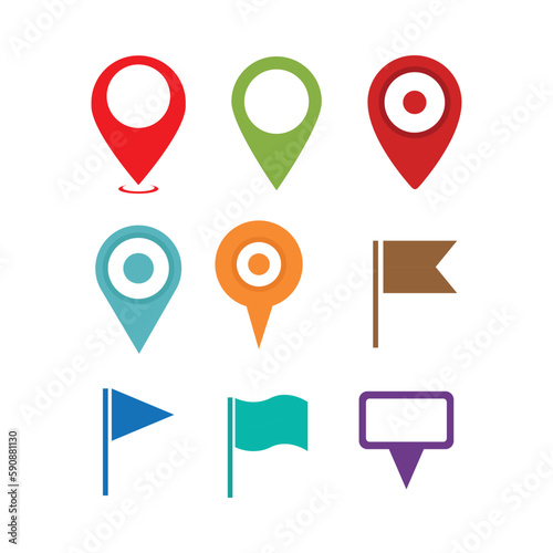 Free Download Color Location Pins Sign. Pointer Navigation Symbol. Flag Mark, Thumbtack Sign. Red GPS Tag Collection. Set of Marker Point on Map, Place Location Pictogram. Isolated Vector Illustration. - GFXLoad
