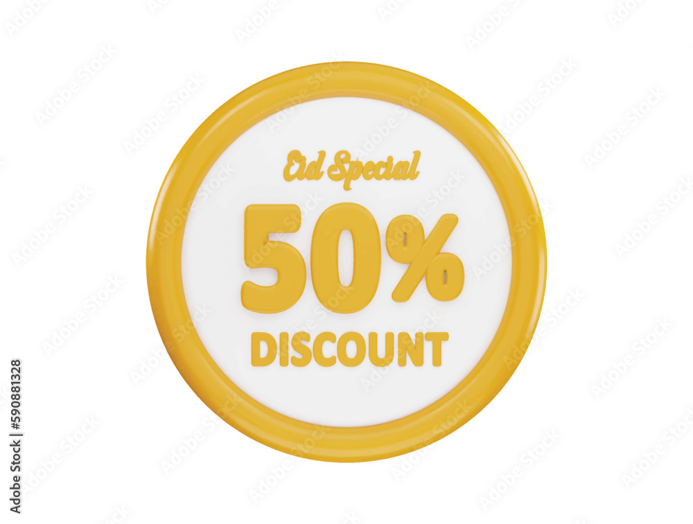 Eid special 50 percent discount offer icon 3d rendering vector illustration Eid special 50 percent discount offer icon 3d rendering vector illustration