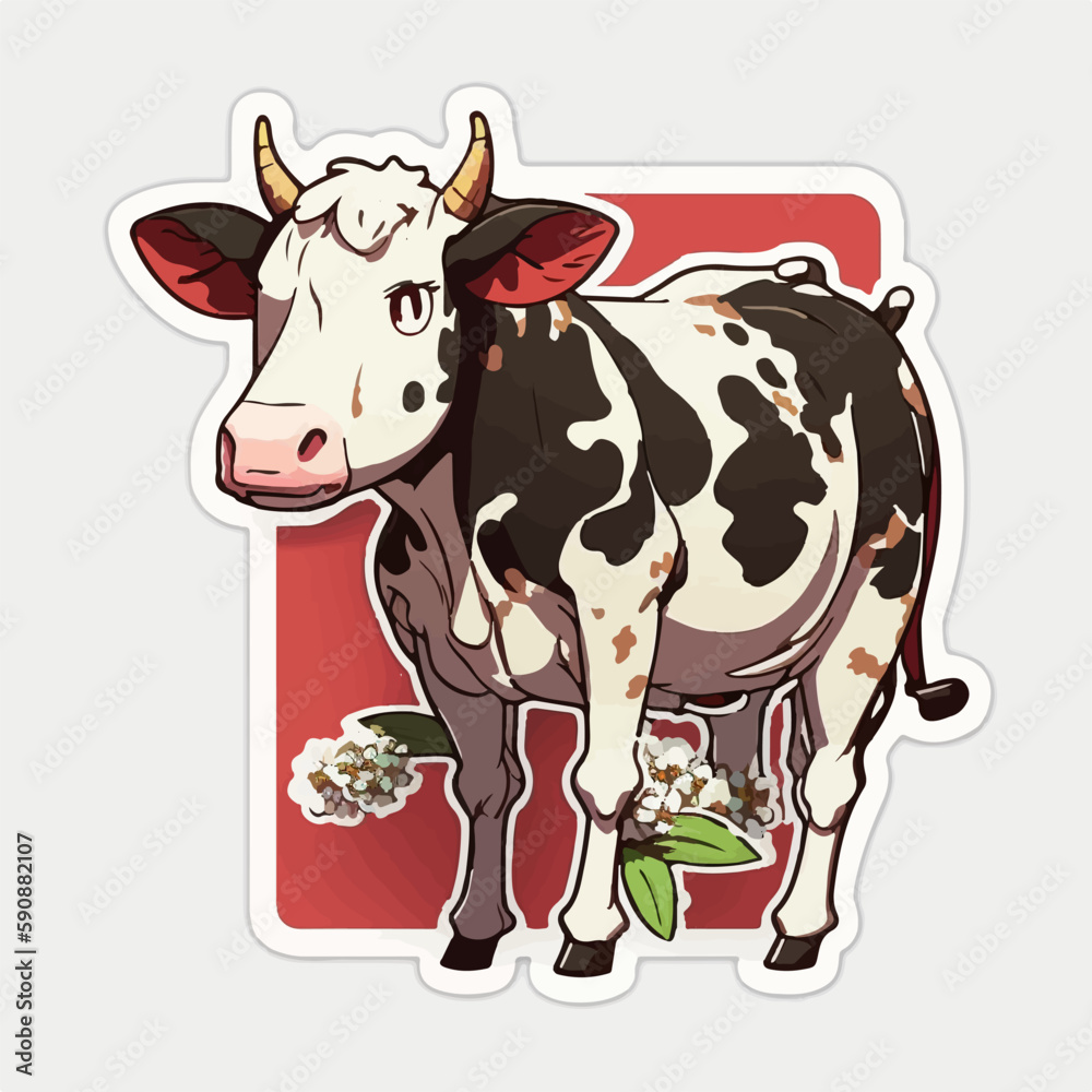 Beautifully illustrated cow in a natural and realistic style