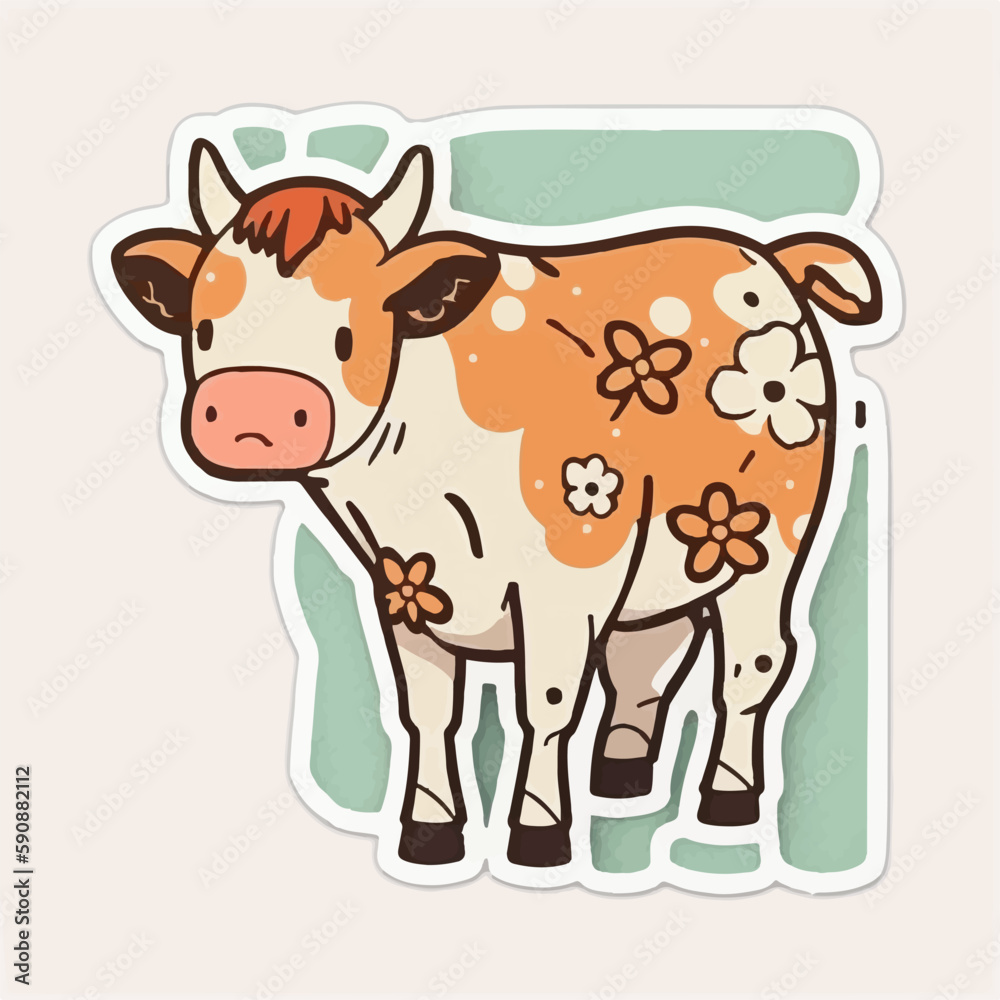 Fototapeta premium Detailed and lifelike cow illustration with intricate shading