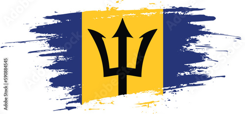 Creative hand-drawn brush stroke flag of Barbados country vector illustration