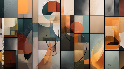 Modern art collage of shapes, background. Generative AI photo