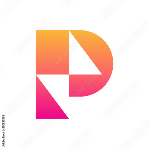 Letter P bolt abstract modern negative space logo