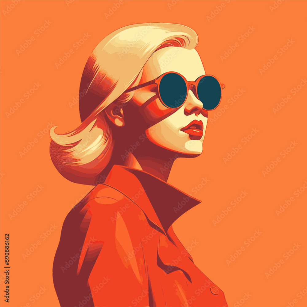 Fashion portrait of a model girl in sunglasses. Poster or flyer in