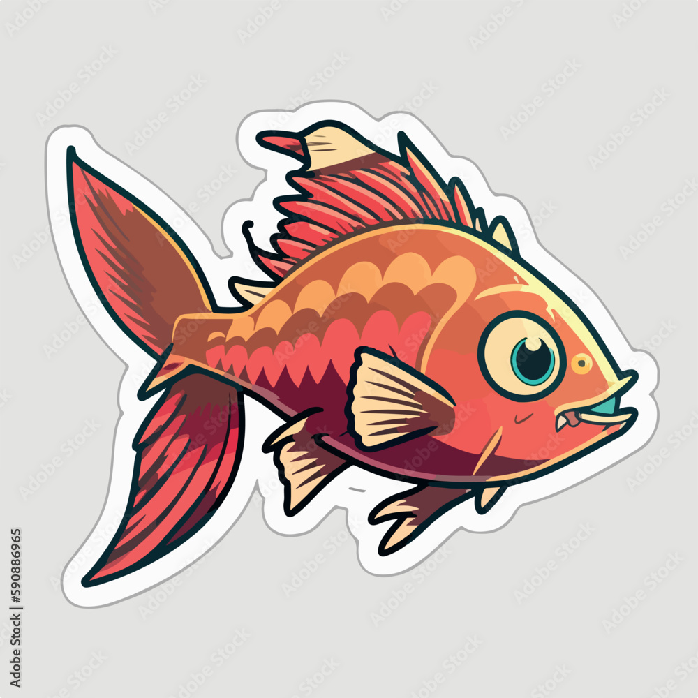 Vector image of a fish in bold colors