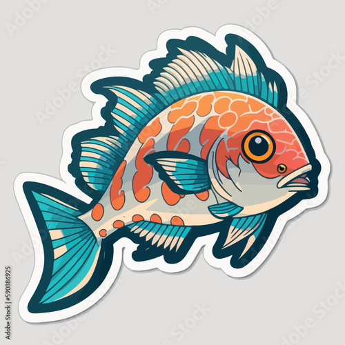 Illustration of a fish with a large, round body and protruding eyes, resembling a pufferfish