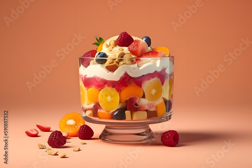 A delicious trifle dessert. Generative AI photo