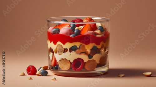 A delicious trifle dessert. Generative AI photo