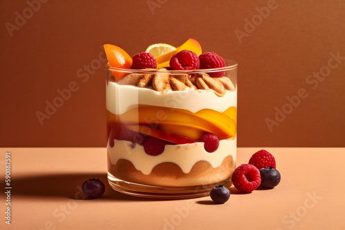 A delicious trifle dessert. Generative AI photo