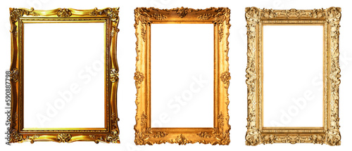 Set of Decorative vintage frames and borders set. Gold photo frame  floral for picture, Vector decoration pattern. border design