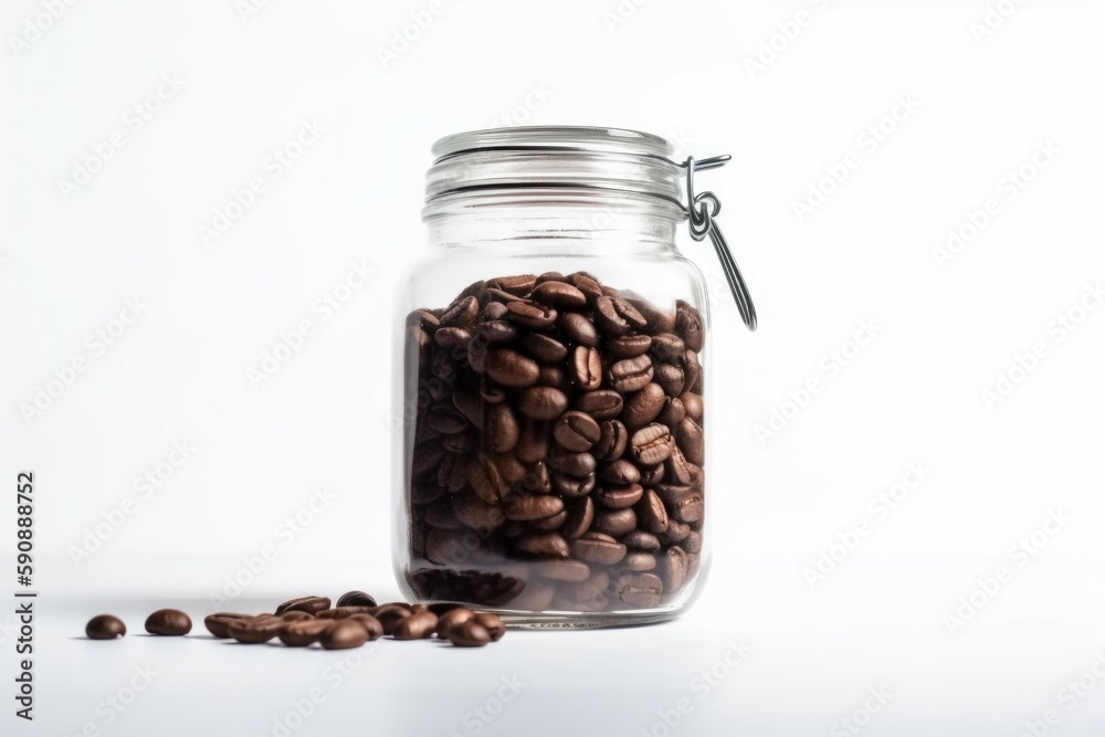 Coffee beans in glass jar. Generate Ai Coffee beans in glass jar. Generate Ai