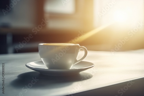 Hot morning fresh coffee cup. Generate Ai