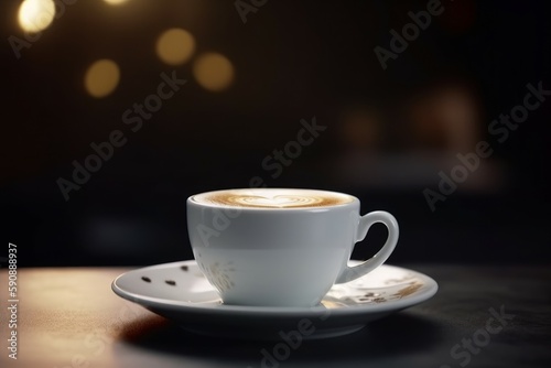 Fresh coffee cup with heart. Generate Ai