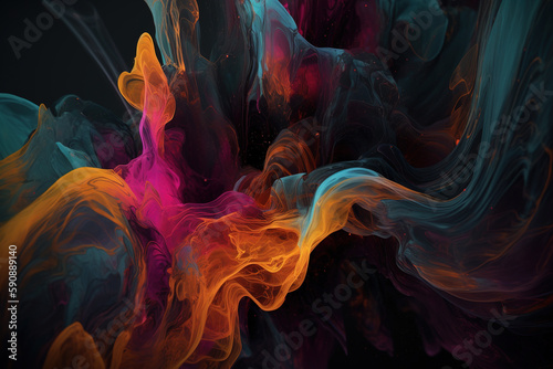 Abstract fluid colorful ink background