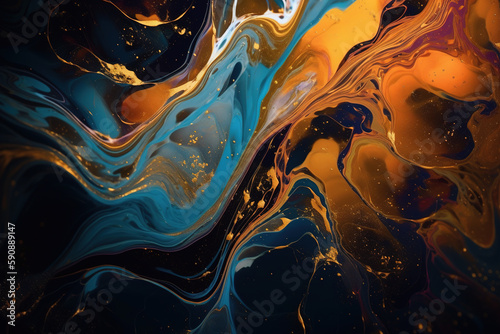 Abstract fluid colorful ink background