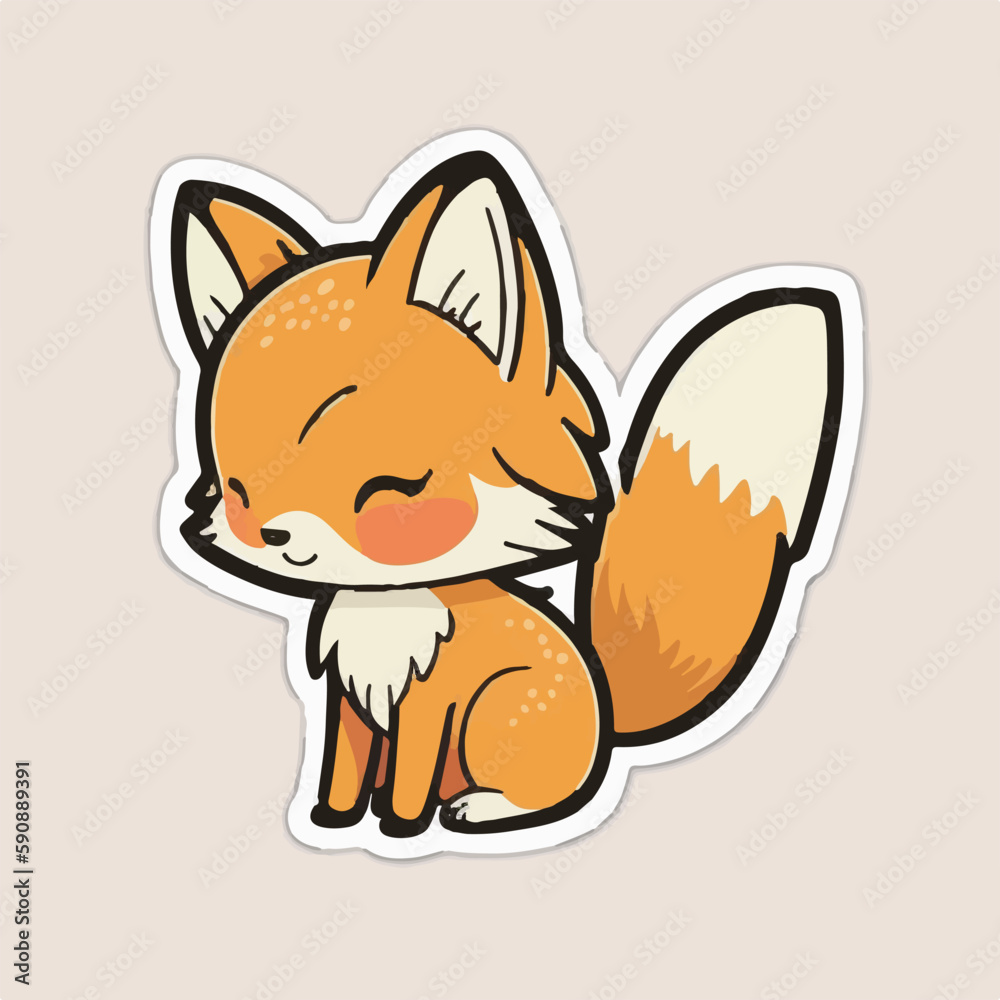 Fototapeta premium Colorful fox with shades of blue, green, and purple on a white background