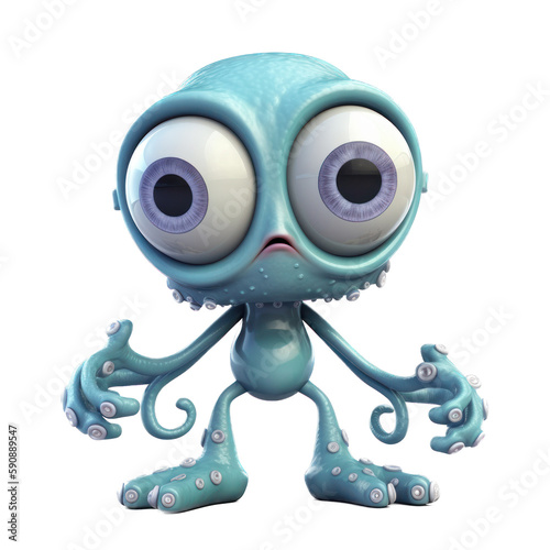 A cartoon alien with big eyes