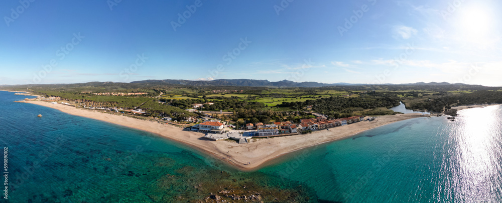Fototapeta premium Vignola Mare beach Panorama landscape photo in Aglientu Town, Sardini, Italy