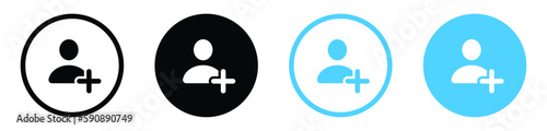 Add new user icon vector male person profile avatar with plus symbol, Add user profile icon
