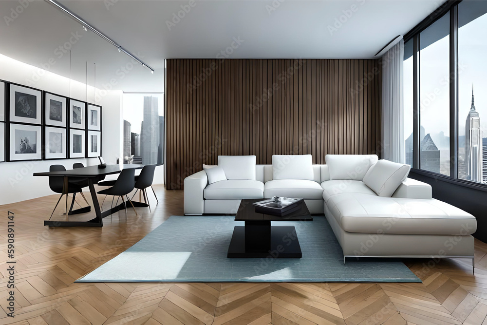 Interior design of a modern, minimalist, simple, clean, and futuristic living room that incorporates contemporary technology, innovative lighting, and advanced sleek furniture | Generative AI Interior design of a modern, minimalist, simple, clean, and futuristic living room that incorporates contemporary technology, innovative lighting, and advanced sleek furniture | Generative AI