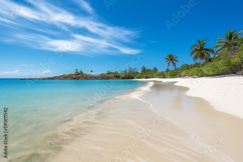 Beach Landscape A pristine  untouched beach with golden sand and turquoise water 2 - AI Generative