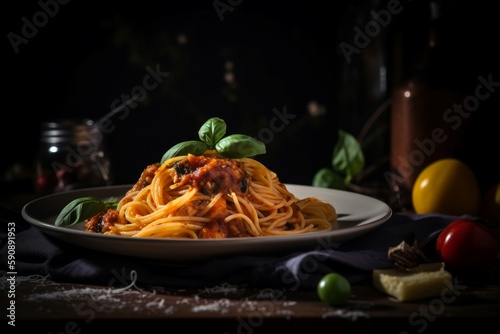 Italian food pasta plate. Generate Ai