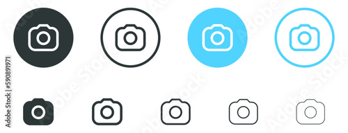 Camera icon, Photo camera symbol, snapshot icon in filled, thin line, outline and stroke style for apps and website