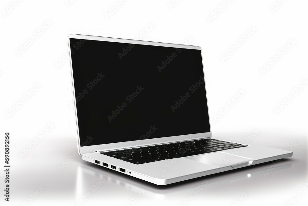 Laptop with blank monitor. Generate Ai Laptop with blank monitor. Generate Ai