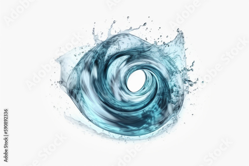 Abstract blue water splash on white background Generative AI