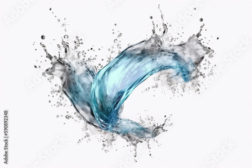 Blue water splash isolated on white background. Abstract watercolor background. Generative AI