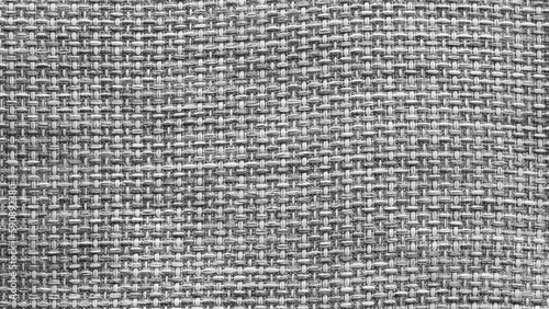 Black white cotton fabric texture background. Detail of canvas textile material.