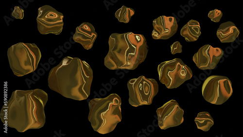 Chromium color stones blue, chromium, gold rock polygon shape for Photoshop or popular stainless aluminum steel for the cutout.