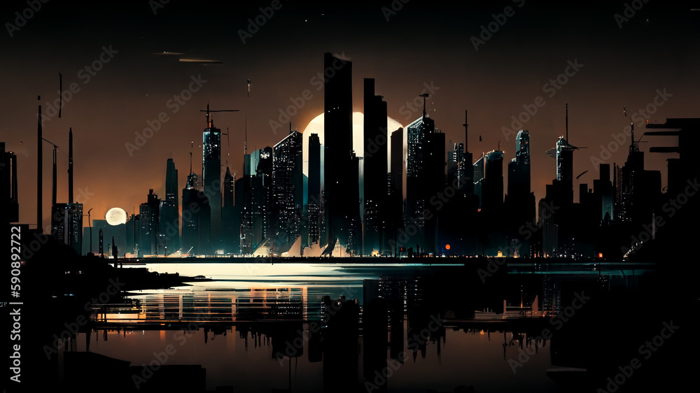 Concept image of a city skyline at night