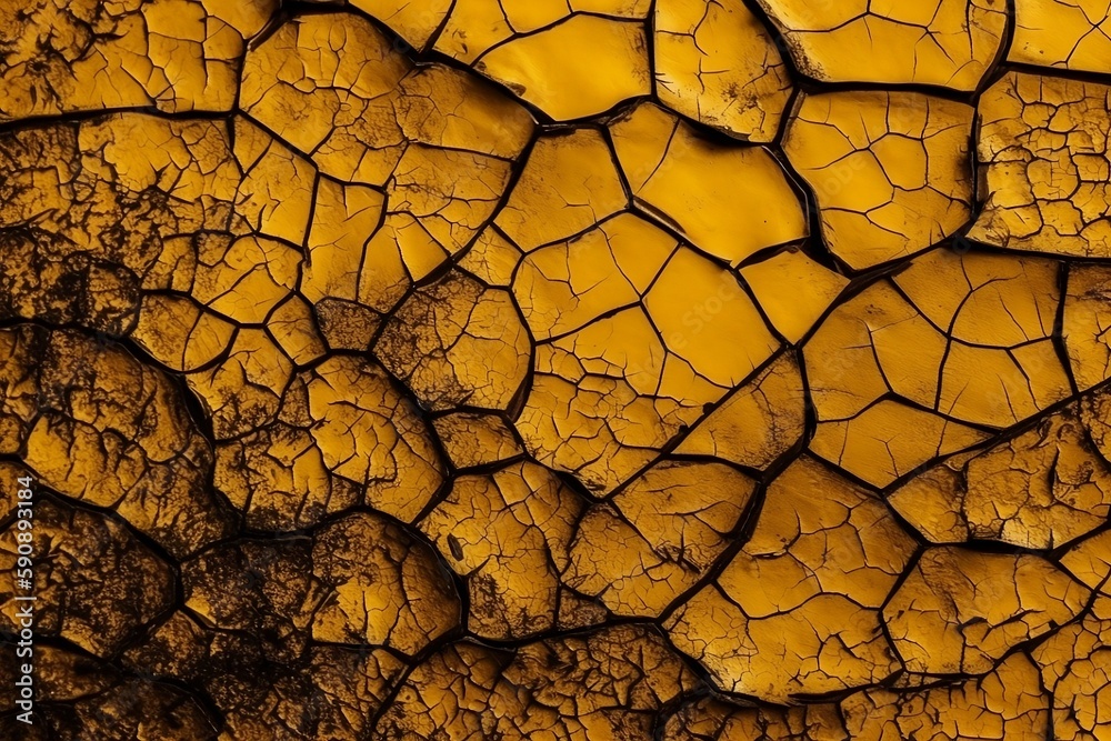 Yellow grunge or horror background. Old rough concrete distressed texture. The wall of the building with cracks. Close-up. Crushed broken damaged surface. AI generative Yellow grunge or horror background. Old rough concrete distressed texture. The wall of the building with cracks. Close-up. Crushed broken damaged surface. AI generative