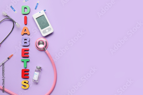Word DIABETES with glucomet...