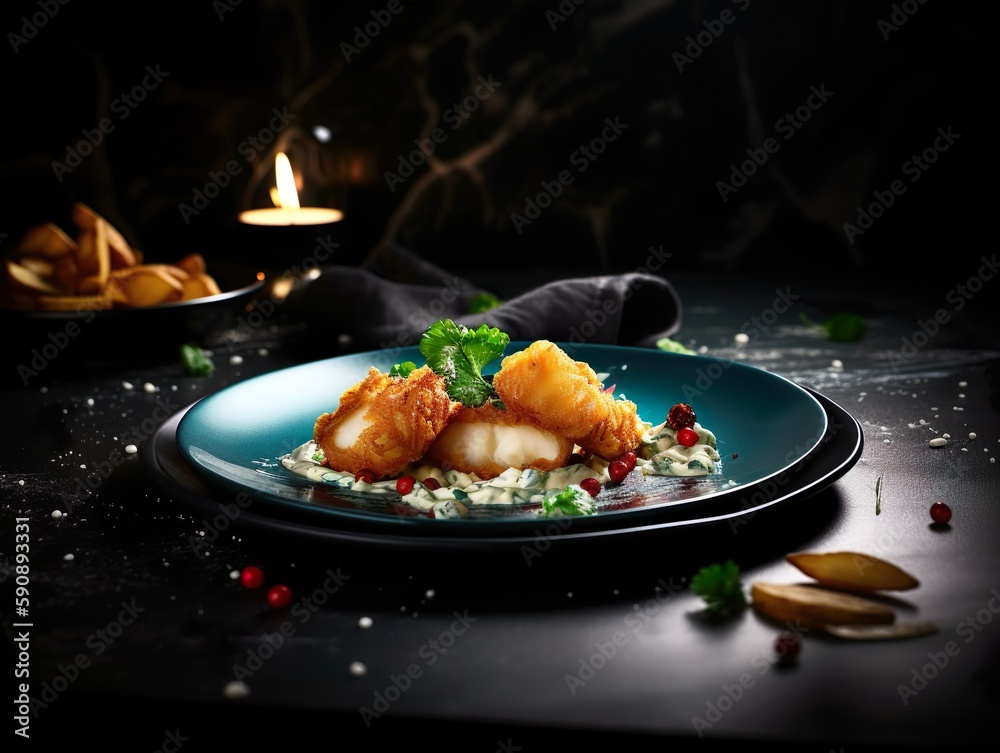 Fish and chips the British fast food and street food of cod, haddock, halibut with french fries