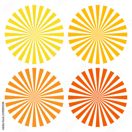 Bursting rays sunrise. Radial sun burst vector illustration