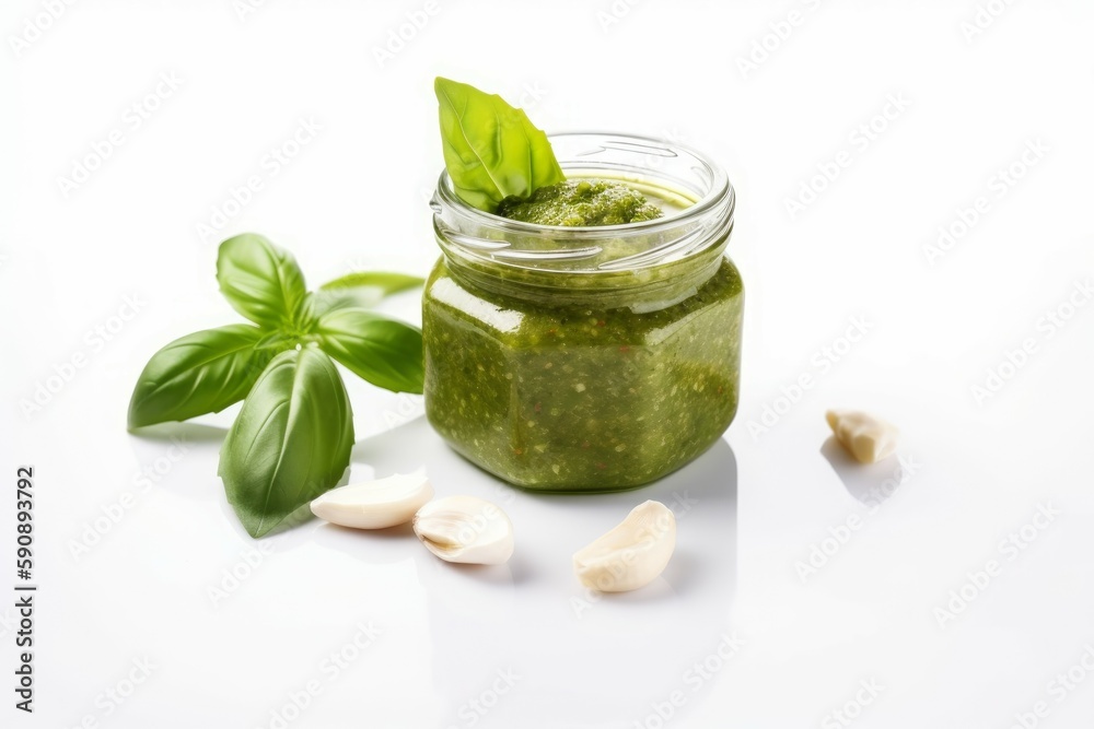 Pesto sauce basil jar. Generate Ai Pesto sauce basil jar. Generate Ai